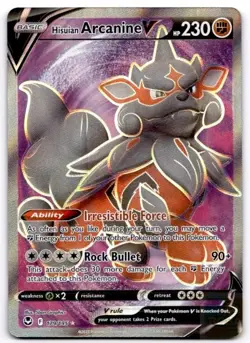 Hisuian Arcanine V 179/195 Ultra Rare Silver Tempest Pokemon Holo Near Mint - Image 1