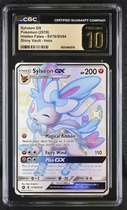 PRISTINE CGC 10 SYLVEON GX SV76 HIDDEN FATES SUN & MOON POKEMON - Image 1