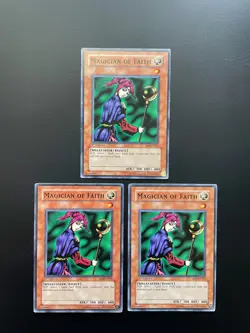 Yugioh Magician Of Faith SD6-EN005 1st Edition Common Damaged X3 - Image 1