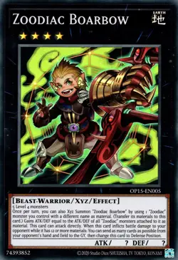 Yugioh! LP Zoodiac Boarbow - OP15-EN005 - Super Rare - Unlimited Edition Lightly - Image 1