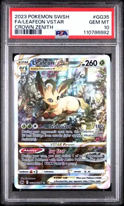 2023 POKEMON SWORD & SHIELD CROWN ZENITH #GG35 FULL ART/LEAFEON VSTAR PSA 10 - Image 1