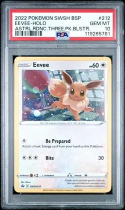2022 Black Star Promo Astral Radiance 3 Pack Blisters 212 Eevee Holo PSA 10 Pop5 - Image 1