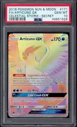 2018 Pokemon Articuno GX Full Art Secret Rare 171/168 PSA 10 (Celestial Storm) - Image 1