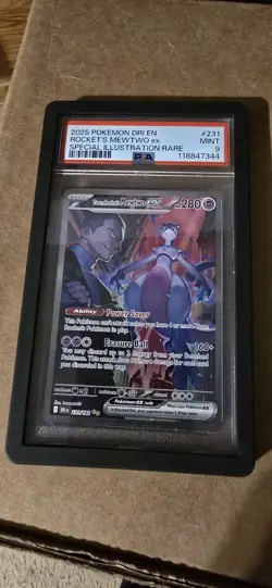 Pokemon TCG Team Rocket's Mewtwo ex 231/182 Special Illustration Rare Holo PSA 9 - Image 1