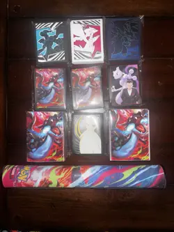 POKEMON TCG DIFFERENT SLEEVES, MEGA CHARIZARD X UPC PLAYMAT & SEALED DECK BOXES - Image 1