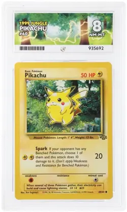 Pokemon Jungle Pikachu 60/64 Ace Graded 8 1999 WOTC vintage - Image 1