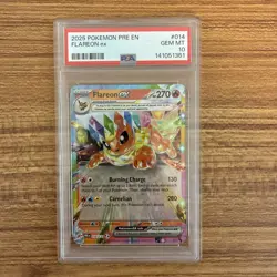 2025 Pokemon Prismatic Evolutions Flareon ex #014/131 PSA 10 - Image 1
