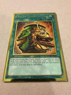 Yu-Gi-Oh! Pot of Extravagance MGED-EN046 Premium Gold Rare 1st Ed Near Mint - Image 1