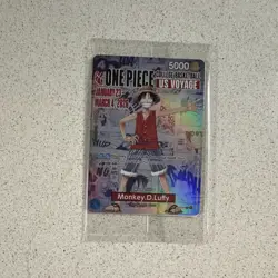 Bandai Namco One Piece CCG Monkey.D.Luffy US Voyage Promo Foil Card P-055 5000 - Image 1