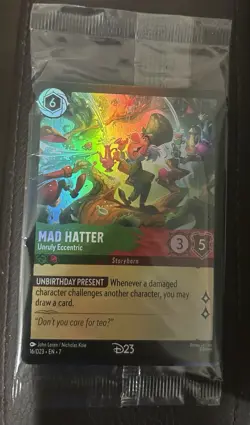 2026 Disney Lorcana Mad Hatter Unruly Eccentric D23 Exclusive FOIL *SEALED* - Image 1