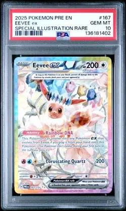 EEVEE EX 167/131 PSA 10 PRISMATIC EVOLUTIONS SIR HOLO POKEMON CARD ENGLISH - Image 1