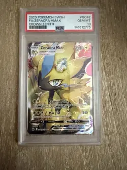 2023 POKEMON SWORD & SHIELD CROWN ZENITH #GG42 FULL ART/ZERAORA VMAX PSA 10 - Image 1