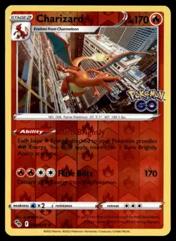 Charizard 010/078 Holo Rare Pokemon GO Pokemon Reverse Holo Lightly Played - Image 1