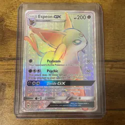 2017 Pokemon Sun & Moon *secret rare* Holo Rainbow Espeon GX Full Art 152/149 - Image 1