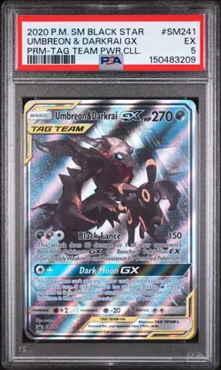 2020 Pokemon Umbreon & Darkrai GX SM241 Tag Team Powers PSA 5 VG Promo Black Sta - Image 1