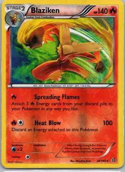 Pokemon TCG Blaziken 28/160 Primal Clash Rev Holo MP - Image 1