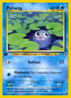 Poliwag 62/75 Common Neo Discovery Pokemon Unlimited Moderately Played - Image 1