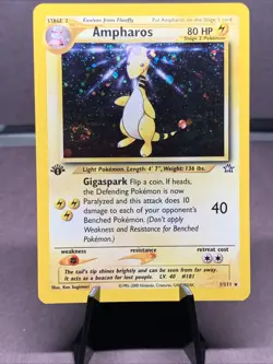 Pokemon TCG 1st Edition Ampharos 1/111 Neo Genesis Holo Rare VTG WOTC 2000 Swirl - Image 1
