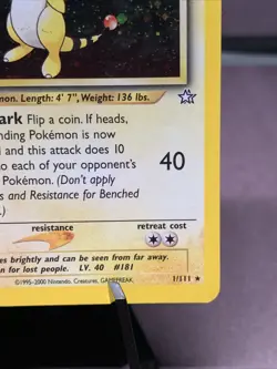 Pokemon TCG 1st Edition Ampharos 1/111 Neo Genesis Holo Rare VTG WOTC 2000 Swirl - Image 4