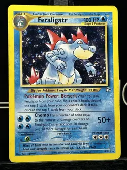 Pokemon TCG Neo Genesis Feraligatr 4/111 Holo Unlimited Rare Vintage SWIRL - Image 3