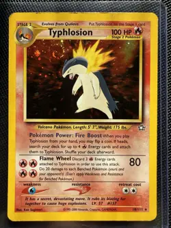 Pokemon Neo Genesis Typhlosion Holo Card 18/111 W/Swirl - Image 1