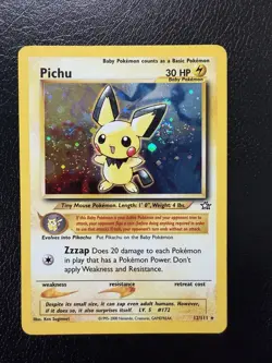 Pichu Pokemon TCG Neo Genesis Holo Rare Unlimited Card 12/111 MP With Swirl🌀 - Image 1