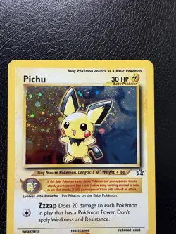 Pichu Pokemon TCG Neo Genesis Holo Rare Unlimited Card 12/111 MP With Swirl🌀 - Image 2