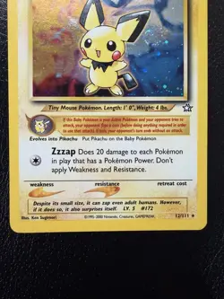 Pichu Pokemon TCG Neo Genesis Holo Rare Unlimited Card 12/111 MP With Swirl🌀 - Image 3