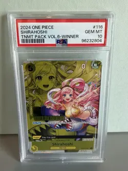 2024 ONE PIECE TOURNAMENT PACK VOL.6 WINNER OP03-116 SHIRAHOSHI GEM MINT PSA 10 - Image 1
