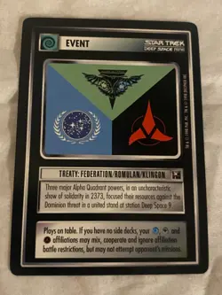 Star Trek CCG 1E Tournament Deck TREATY FED/ROM/KLI Promo Card NM - Image 1