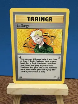 Pokemon TCG Lt. Surge 101/132 Gym Heroes Rare WOTC Vintage Trainer Card - Image 1