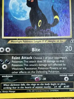 Pokemon Umbreon 13/75 Neo Discovery Holo ***Damaged*** - Please See Photos - Image 2