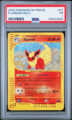 PSA 1 SWIRL 2003 Skyridge Flareon Holo Foil H7/H32 WOTC E-Reader Series Pokemon - Image 1