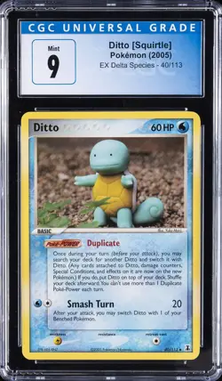 2005 POKEMON EX DELTA SPECIES SQUIRTLE #40/113 DITTO CGC 9 - Image 1