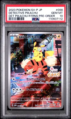 2023 POKEMON JAPANESE SV-P PROMO #098 DETECTIVE PIKACHU PSA 10 - Image 1
