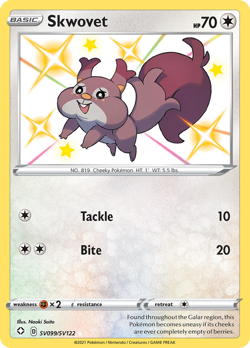 Skwovet SV099/SV122 Shiny Rare Shining Fates Shiny Vault Pokemon Near Mint - Image 1