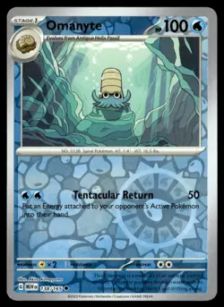 Omanyte - Uncommon Reverse Holo SV: Scarlet & Violet 151 138/165 NM Pokemon TCG - Image 1