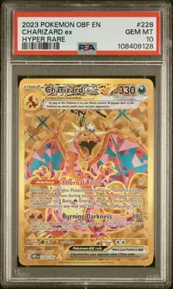 2023 Pokemon OBF EN #228/197 Charizard EX Hyper Rare PSA 10 Obsidian Flames - Image 1