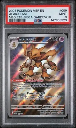 2025 POKEMON MEP EN-ME BLACK STAR PROMO #009 ALAKAZAM PSA 9 - Image 1