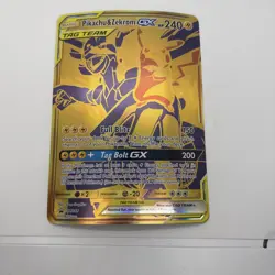 Pokemon Pikachu and Zekrom TCG Gold GX Promo Card SM248 Jumbo - Image 1
