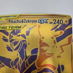 Pokemon Pikachu and Zekrom TCG Gold GX Promo Card SM248 Jumbo - Image 2