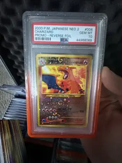 Pokemon Charizard Neo 2 Promo Reverse Foil PSA 10 #006 Japanese DOUBLE SWIRLS - Image 1