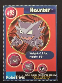 Pokemon 1999 Burger King Kids Meal Promo #93 Haunter Perforated LP - Image 1