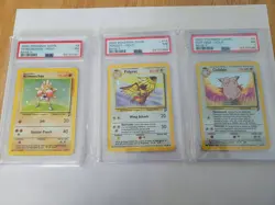 Hitmonchan Pidgeot Clefable BASE Holo 2000 Pokemon - Image 1