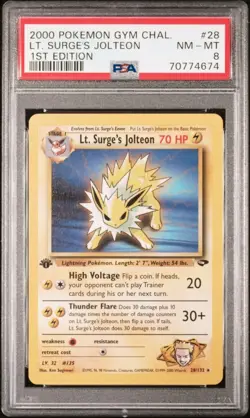 2000 Pokemon 1st Edition Lt. Surge's Jolteon Gym Challenge PSA 8 - Image 1