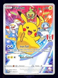 Pokemon Card Pikachu 016/S-P KFC Indonesian Promo Full Art FA NM 2020 - Image 1
