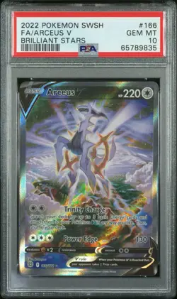 2022 Pokemon SWSH FA Arceus V Brillant Stars #166 PSA 10 GEM MINT - Image 1