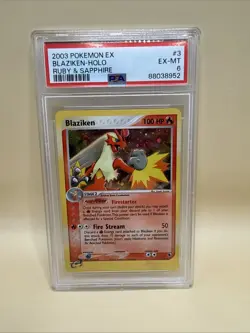 2003 POKEMON EX Ruby & Sapphire #3 BLAZIKEN Holographic (PSA 6) - Image 1
