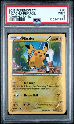 2015 POKEMON XY ROARING SKIES #20 PIKACHU-REVERSE FOIL PSA 9 - Image 1