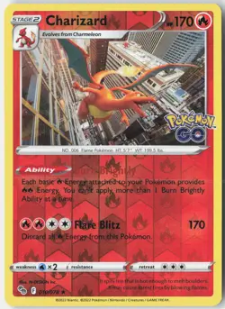 Charizard Reverse Holo Holo Rare Pokemon GO 010/078 NM - Image 1